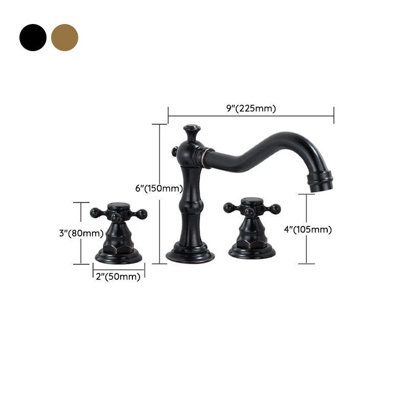 European Style Widespread Basin Tap Brass 2 Handle Bathroom Vessel Tap with Hoses -Bathlova