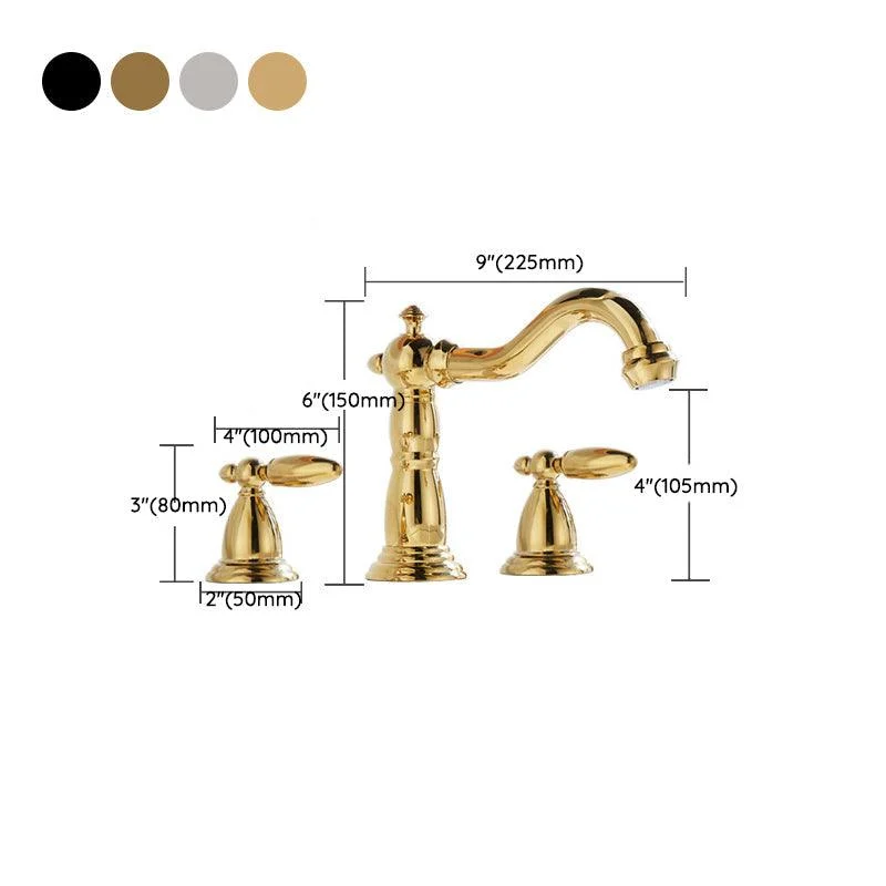 European Style Widespread Basin Tap Brass 2 Handle Bathroom Vessel Tap with Hoses -Bathlova