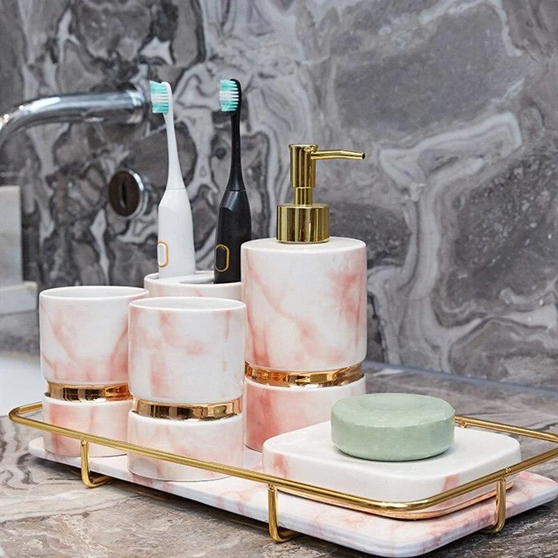 European Upscale Ceramic Bathroom Accessory Marble Bathroom Wash Set -Bathlova