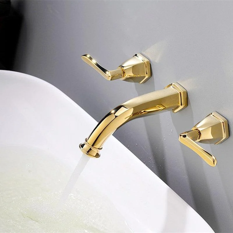 Glam Tub Tap Wall Mounted Double Handle Low Arc Bath Tap Trim -Bathlova