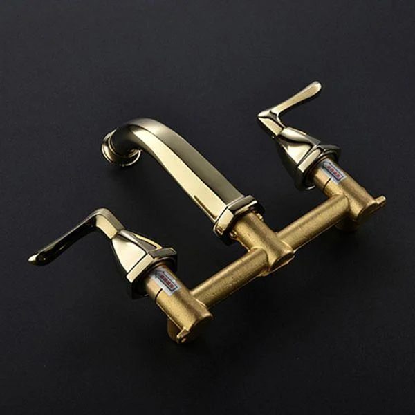 Glam Tub Tap Wall Mounted Double Handle Low Arc Bath Tap Trim -Bathlova