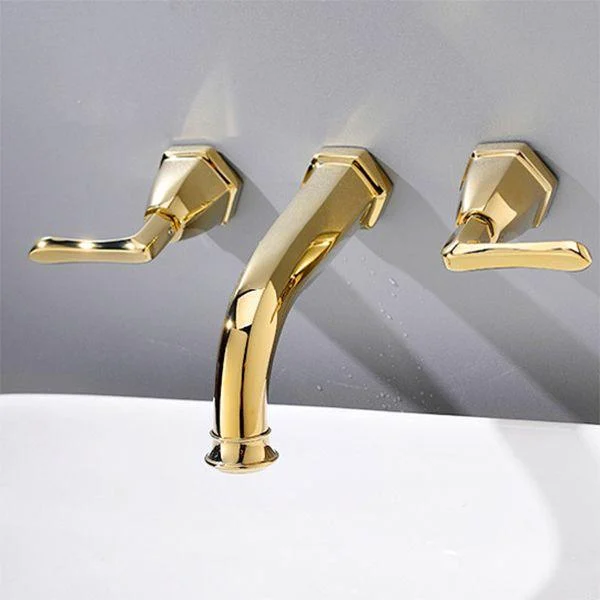 Glam Tub Tap Wall Mounted Double Handle Low Arc Bath Tap Trim -Bathlova