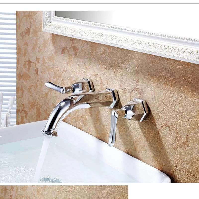 Glam Tub Tap Wall Mounted Double Handle Low Arc Bath Tap Trim -Bathlova