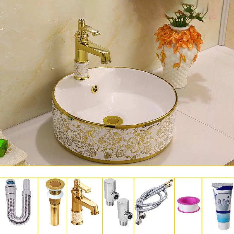 Glam Vessel Lavatory Sink Oval Porcelain with Tap Vessel Sink -Bathlova