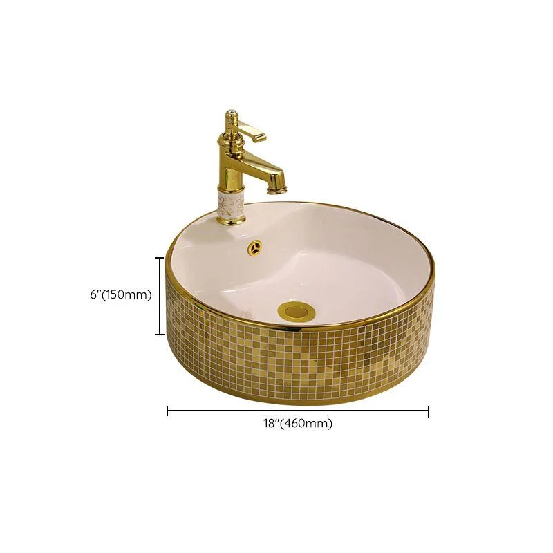 Glam Vessel Lavatory Sink Oval Porcelain with Tap Vessel Sink -Bathlova