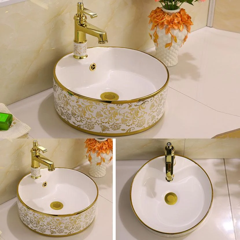 Glam Vessel Lavatory Sink Oval Porcelain with Tap Vessel Sink -Bathlova