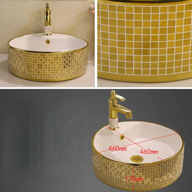 Glam Vessel Lavatory Sink Oval Porcelain with Tap Vessel Sink -Bathlova