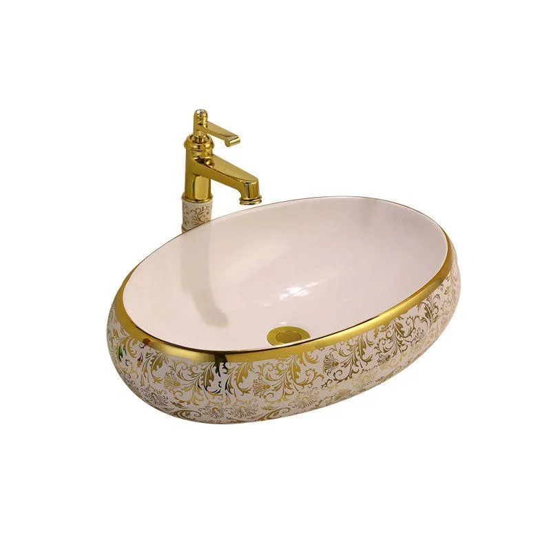 Glam Vessel Lavatory Sink Oval Porcelain with Tap Vessel Sink -Bathlova