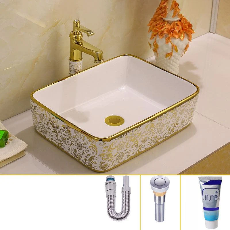 Glam Vessel Lavatory Sink Oval Porcelain with Tap Vessel Sink -Bathlova