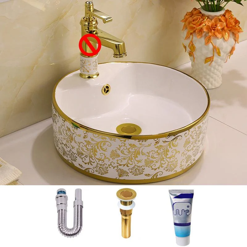 Glam Vessel Lavatory Sink Oval Porcelain with Tap Vessel Sink -Bathlova