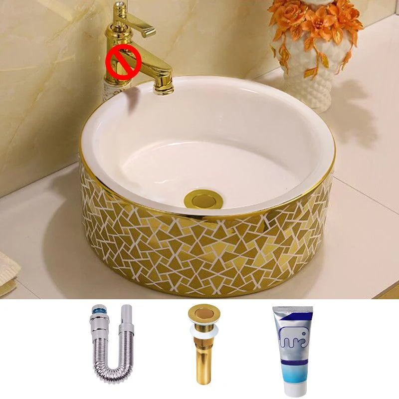 Glam Vessel Lavatory Sink Oval Porcelain with Tap Vessel Sink -Bathlova