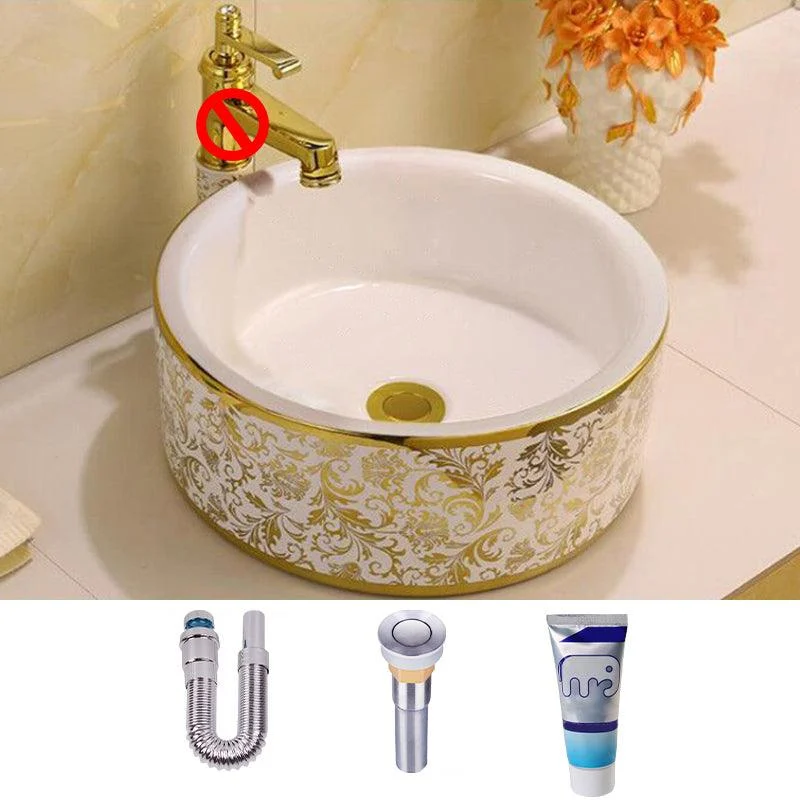 Glam Vessel Lavatory Sink Oval Porcelain with Tap Vessel Sink -Bathlova