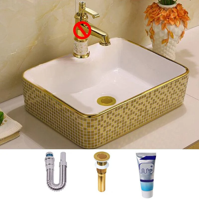 Glam Vessel Lavatory Sink Oval Porcelain with Tap Vessel Sink -Bathlova