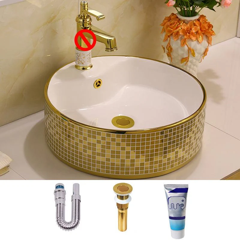 Glam Vessel Lavatory Sink Oval Porcelain with Tap Vessel Sink -Bathlova