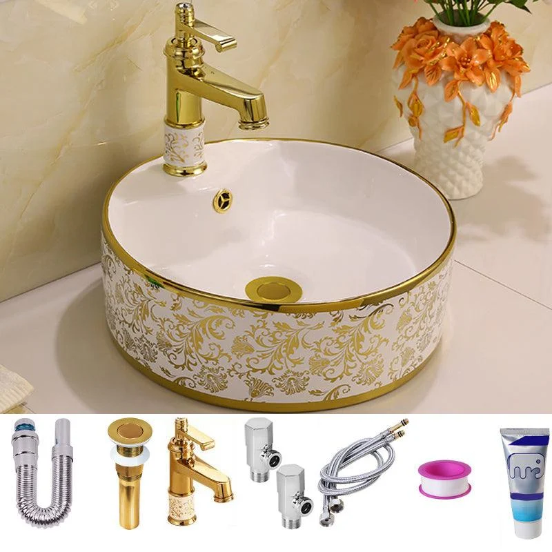 Glam Vessel Lavatory Sink Oval Porcelain with Tap Vessel Sink -Bathlova