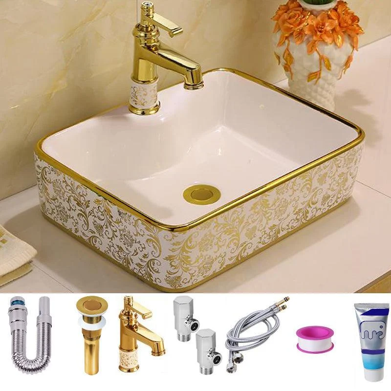 Glam Vessel Lavatory Sink Oval Porcelain with Tap Vessel Sink -Bathlova