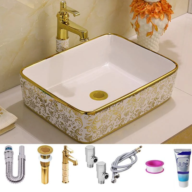 Glam Vessel Lavatory Sink Oval Porcelain with Tap Vessel Sink -Bathlova