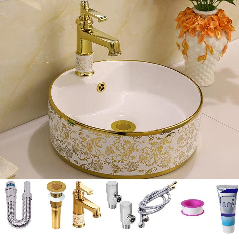 Glam Vessel Lavatory Sink Oval Porcelain with Tap Vessel Sink -Bathlova