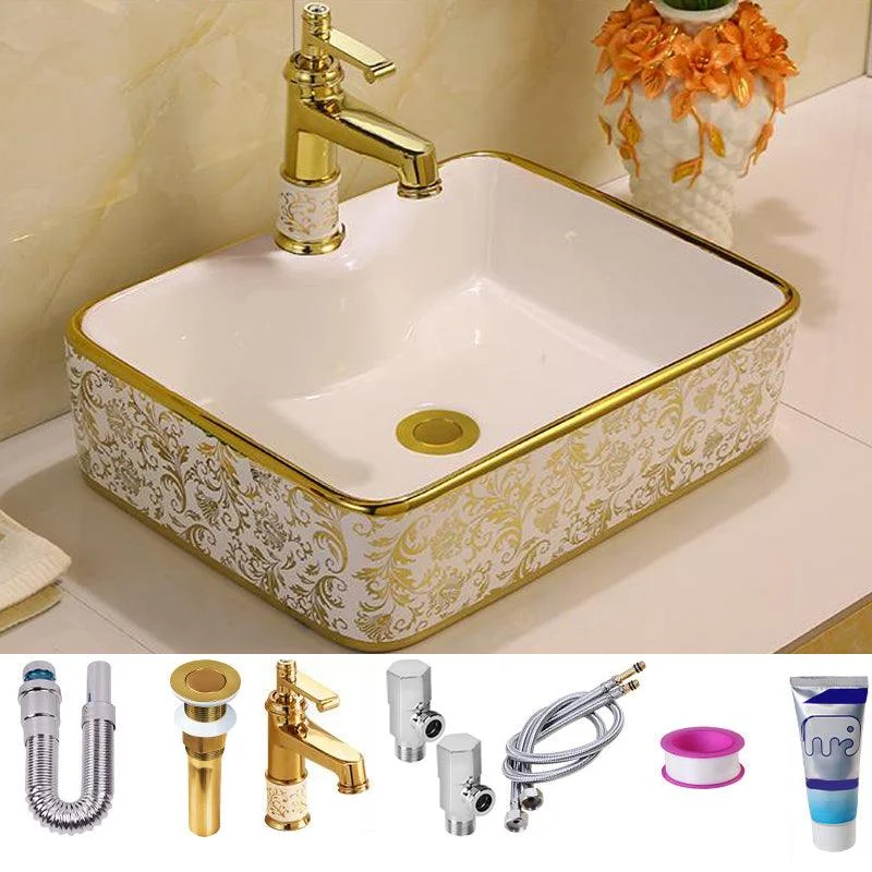 Glam Vessel Lavatory Sink Oval Porcelain with Tap Vessel Sink -Bathlova