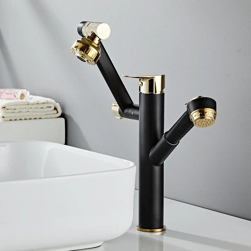 Glam Vessel Tap Brass Lever Handles Swivel Spout Basin Lavatory Tap -Bathlova