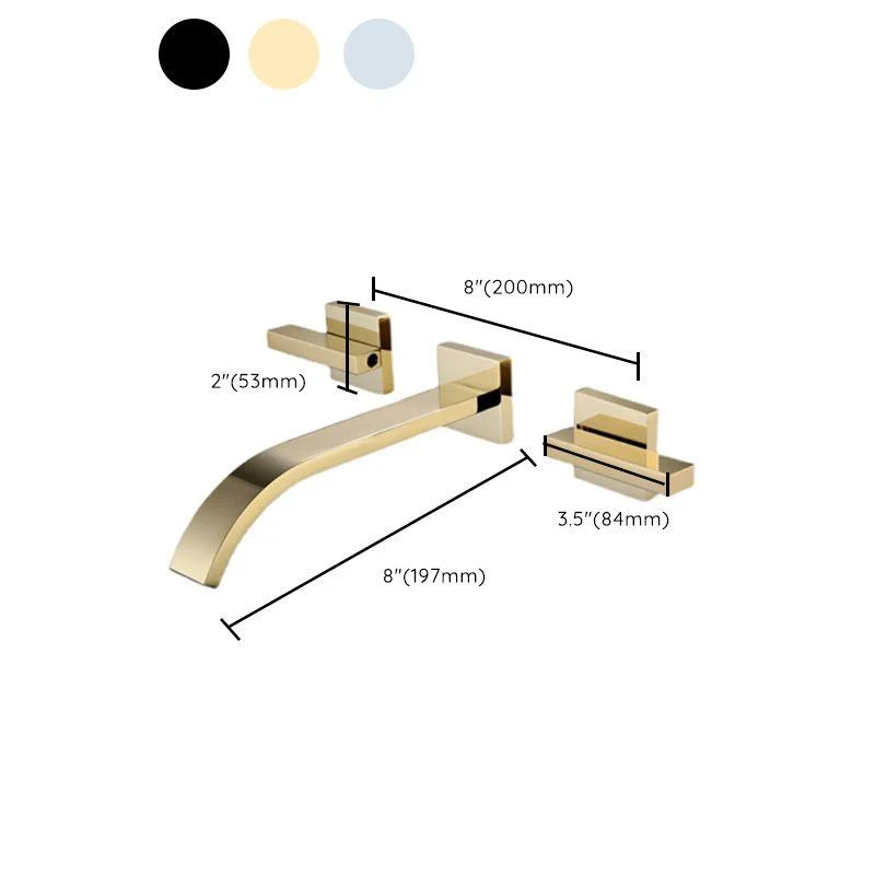 Glam Wall Mounted Bathroom Tap 2 Handles Low Arc Solid Brass Tap -Bathlova