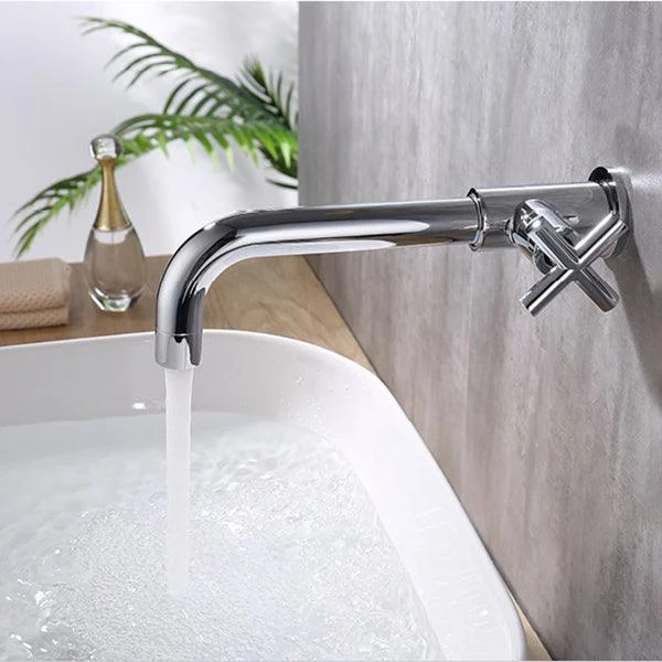 Glam Wall Mounted Bathroom Tap Copper Single Handle Low Arc Vessel Tap for Bathroom -Bathlova