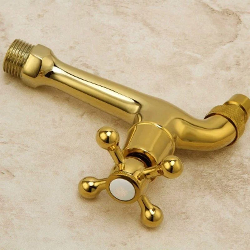 Glam Wall Mounted Bathroom Tap Cross Handle Low Arc Circular Vessel Tap -Bathlova