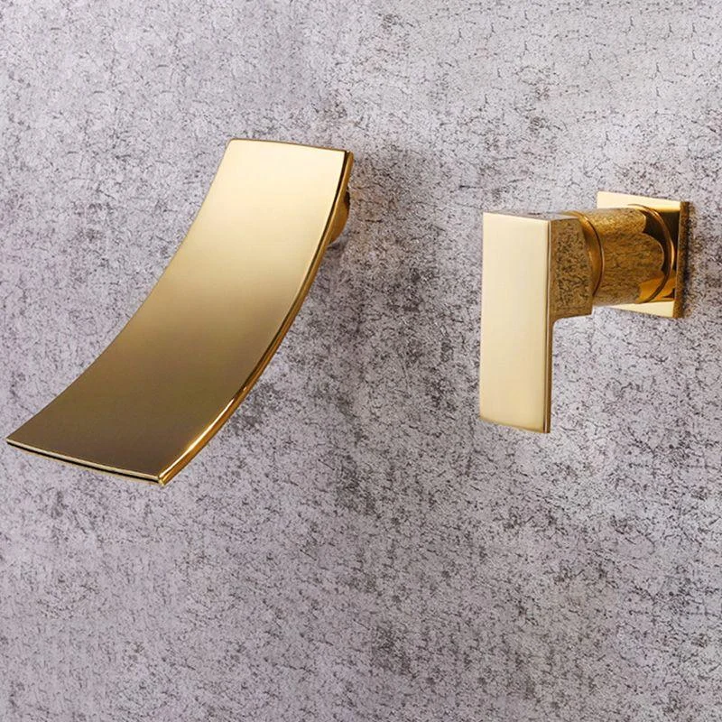 Glam Wall Mounted Bathroom Tap Lever Handles Low Arc Solid Brass Tap -Bathlova