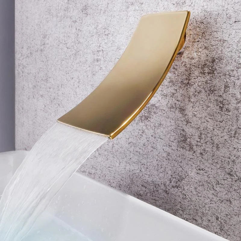 Glam Wall Mounted Bathroom Tap Lever Handles Low Arc Solid Brass Tap -Bathlova