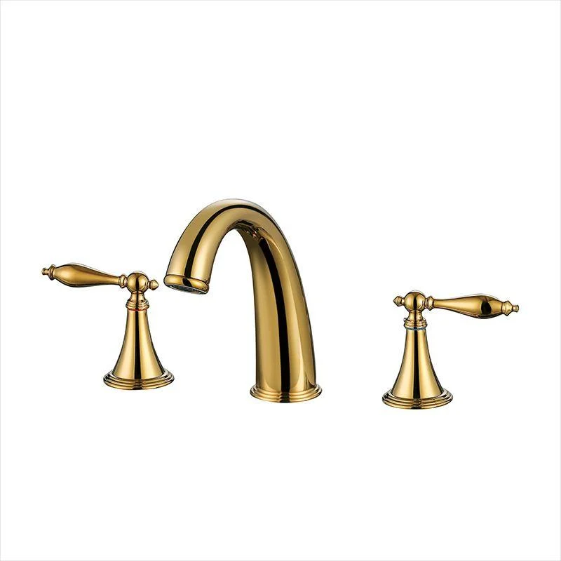 Glam Widespread Bathroom Tap Lever Handles 3 Holes Low Arc Solid Brass Tap -Bathlova