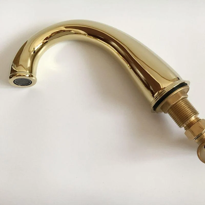 Glam Widespread Bathroom Tap Lever Handles 3 Holes Low Arc Solid Brass Tap -Bathlova