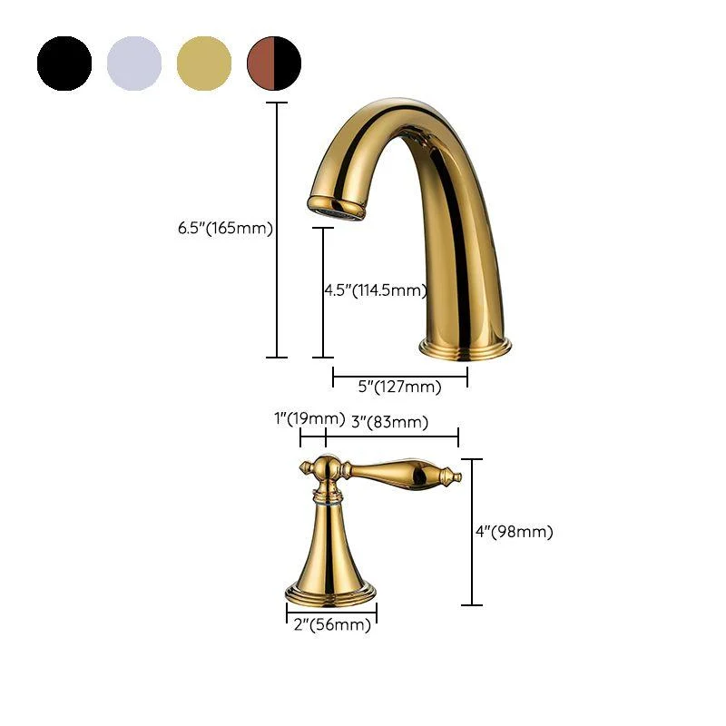 Glam Widespread Bathroom Tap Lever Handles 3 Holes Low Arc Solid Brass Tap -Bathlova