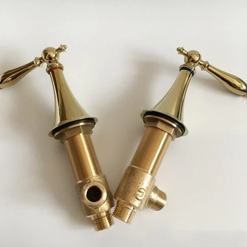 Glam Widespread Bathroom Tap Lever Handles 3 Holes Low Arc Solid Brass Tap -Bathlova