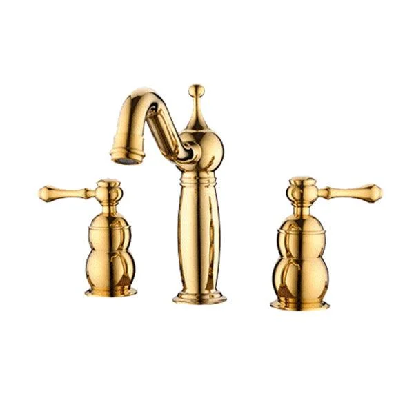 Glam Widespread Sink Tap Lever Handles 3 Holes Solid Brass Tap -Bathlova