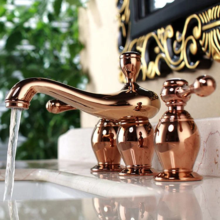 Glam Widespread Sink Tap Lever Handles 3 Holes Solid Brass Tap -Bathlova