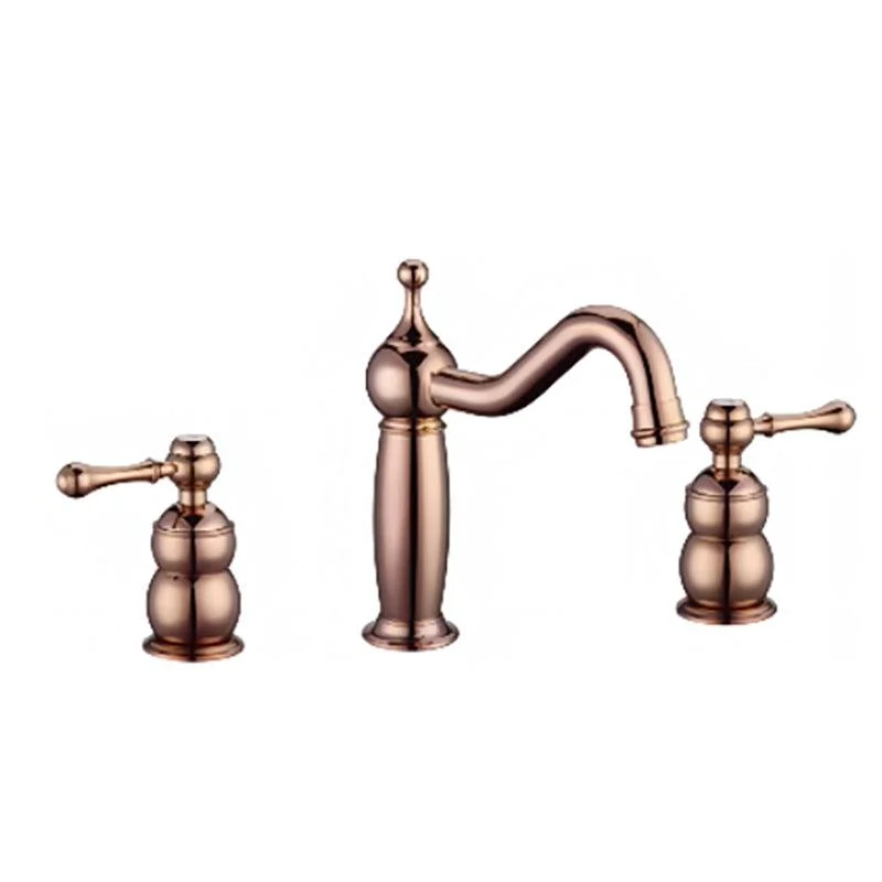 Glam Widespread Sink Tap Lever Handles 3 Holes Solid Brass Tap -Bathlova