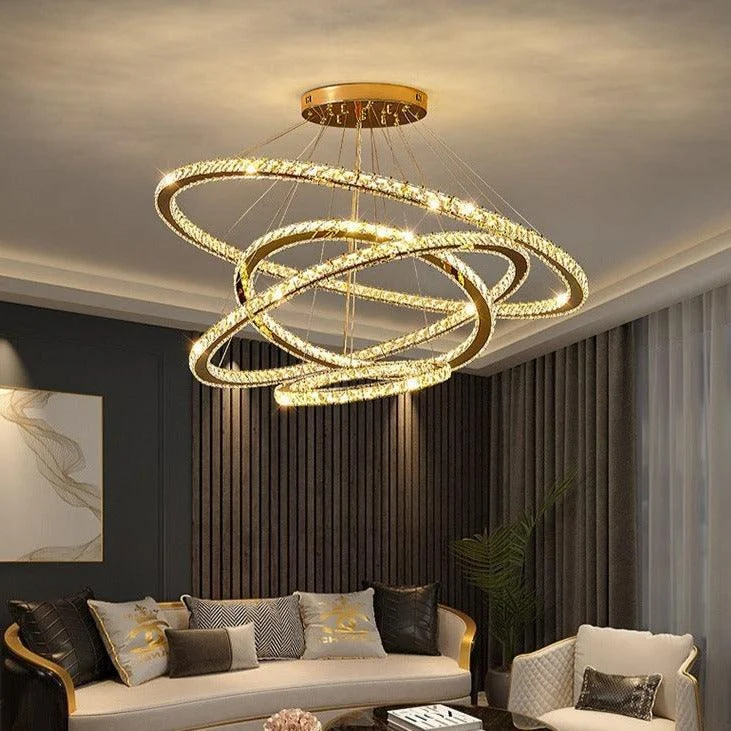 Glass Crystal Ring Chandelier -Bathlova