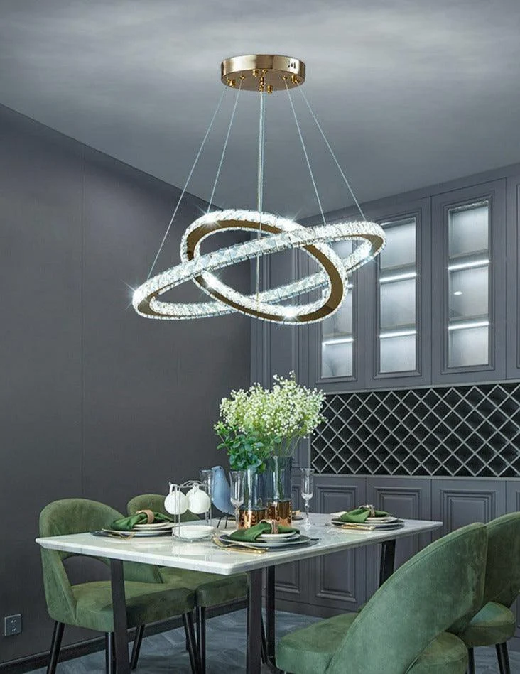 Glass Crystal Ring Chandelier -Bathlova