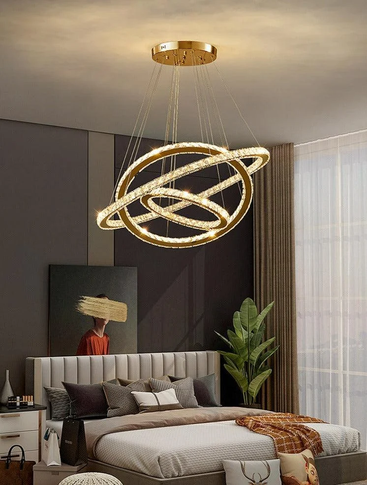 Glass Crystal Ring Chandelier -Bathlova