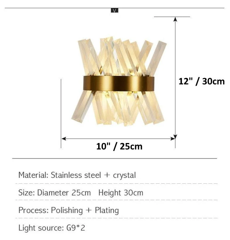 Glass Crystal Wall Sconce -Bathlova