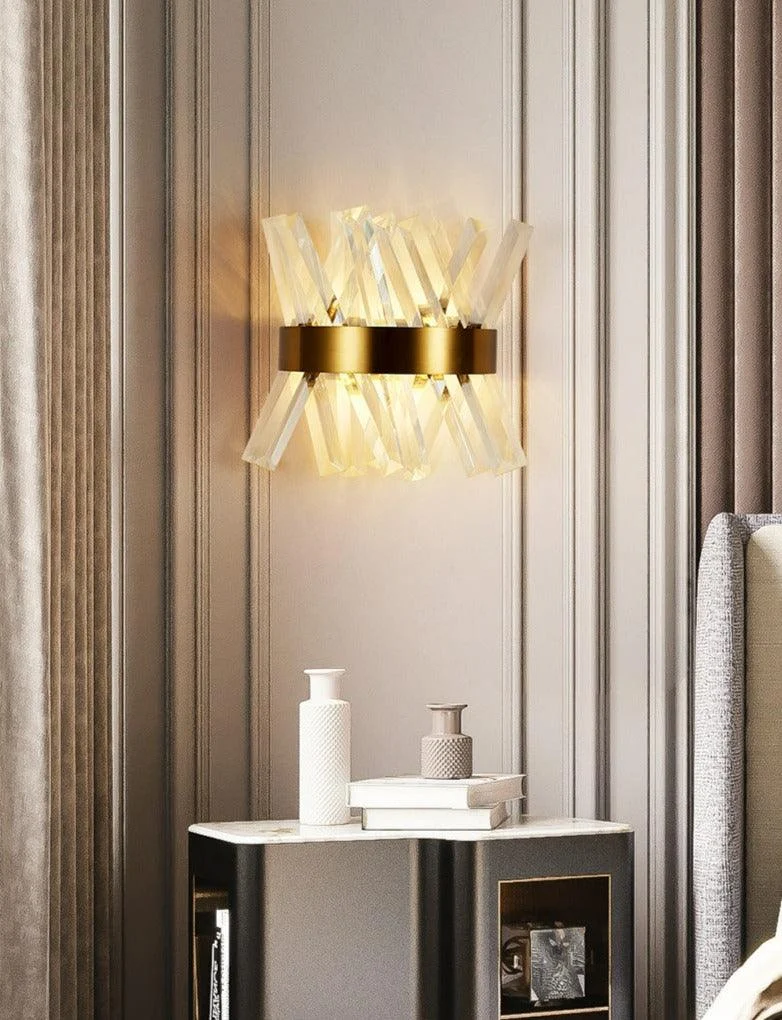 Glass Crystal Wall Sconce -Bathlova