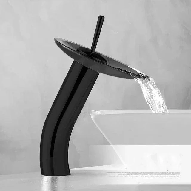 Glass Waterfall Art Deck Mounted Tap Washbasin Tap -Bathlova