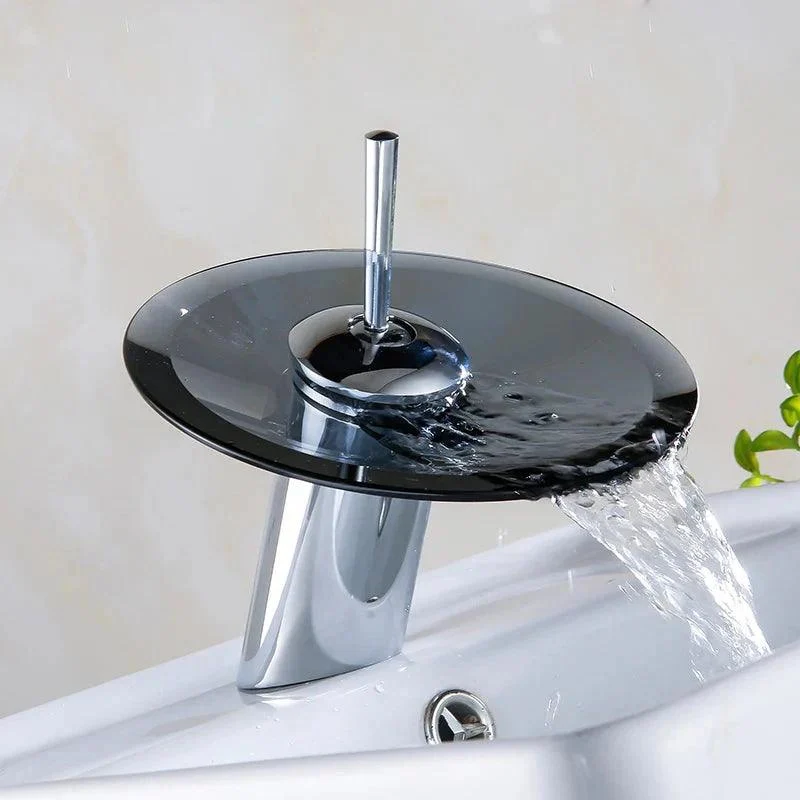 Glass Waterfall Art Deck Mounted Tap Washbasin Tap -Bathlova