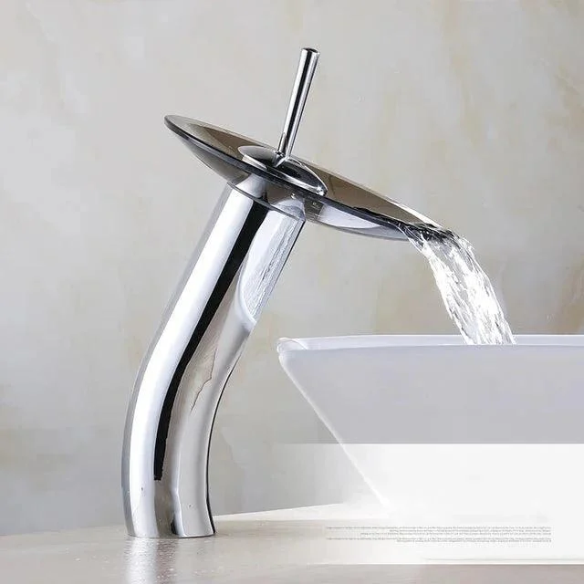 Glass Waterfall Art Deck Mounted Tap Washbasin Tap -Bathlova