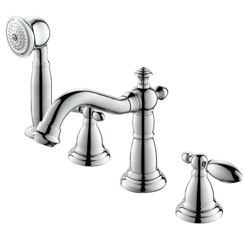 Gold and Chrome Roman Tub Filler Two Handle Deck-Mount Tub Tap with Handshower -Bathlova