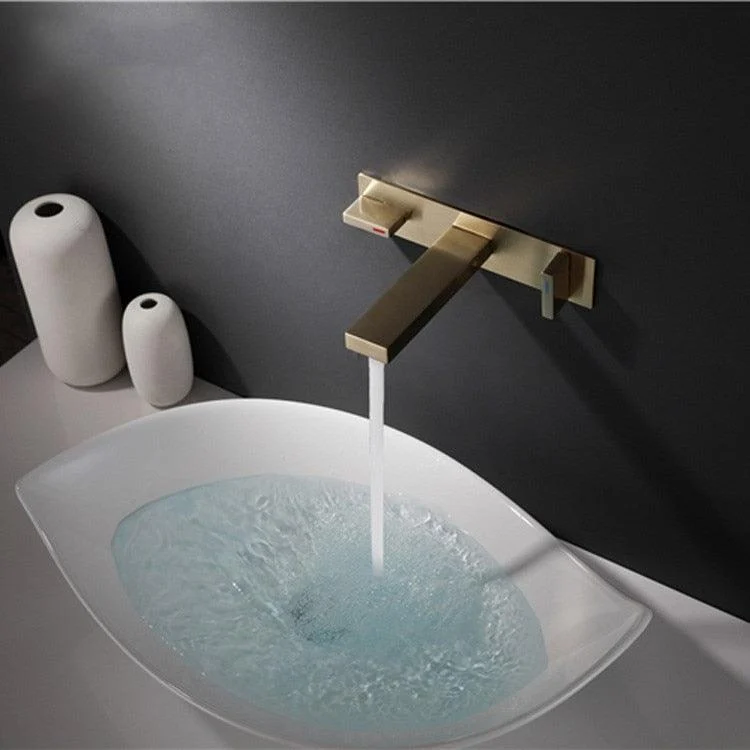 Golden Square Dual Handle Basin Mixer Tap Dual Handle Basin Tap -Bathlova