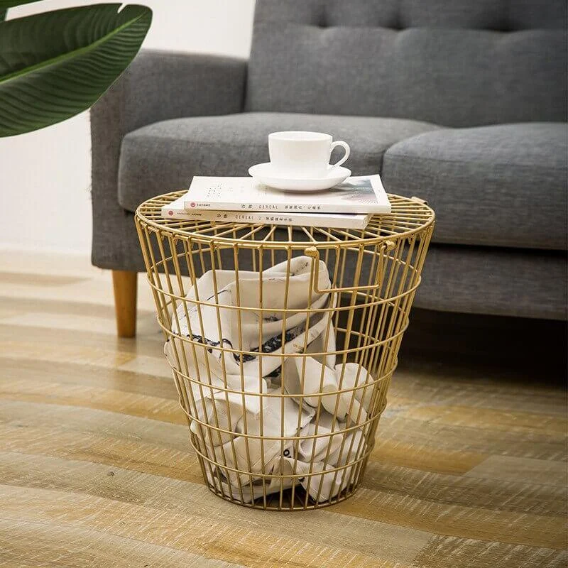 Golden Wire Laundry Basket -Bathlova