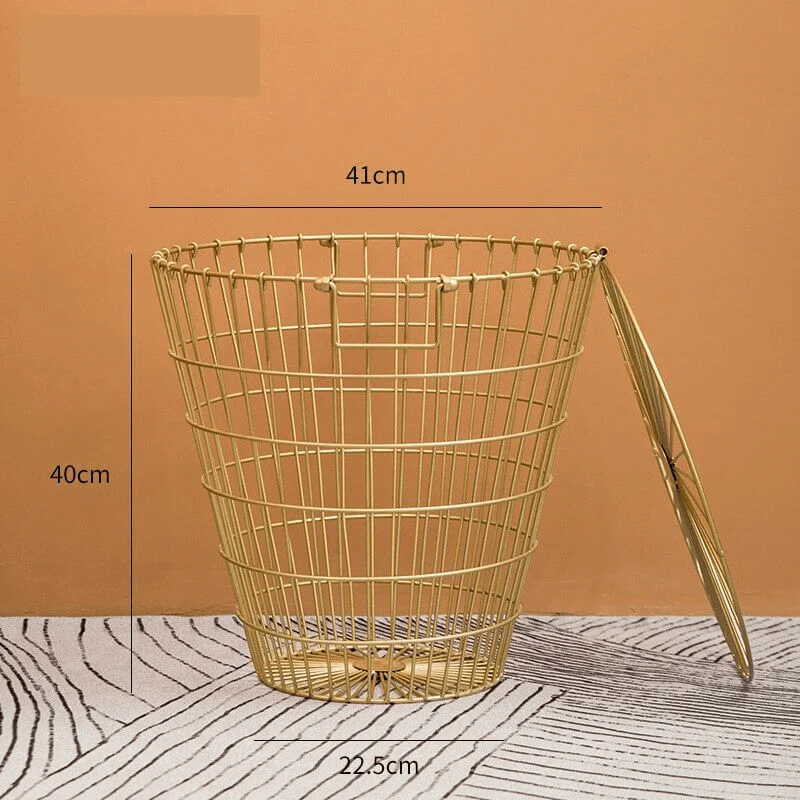 Golden Wire Laundry Basket -Bathlova