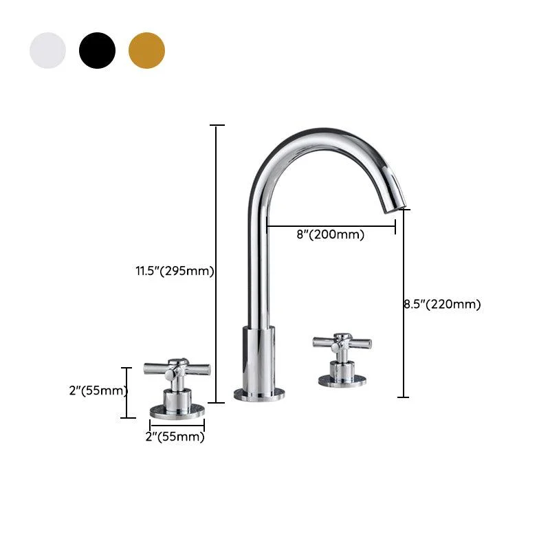 Goose Neck Bathroom Basin Tap 2 Handle Hot and Cold Water Sink Tap with Drain -Bathlova