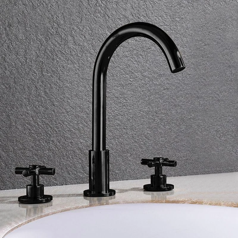 Goose Neck Bathroom Basin Tap 2 Handle Hot and Cold Water Sink Tap with Drain -Bathlova